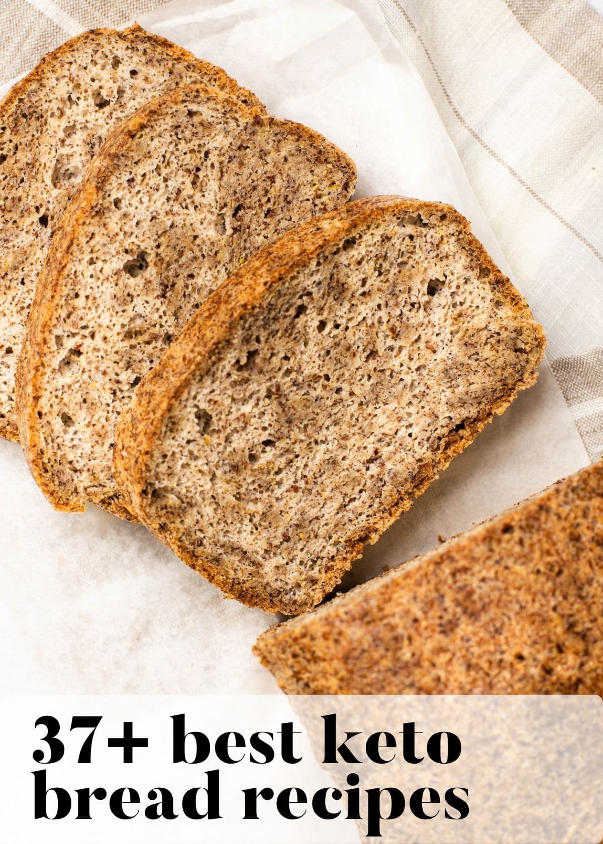 sliced keto bread on a white background