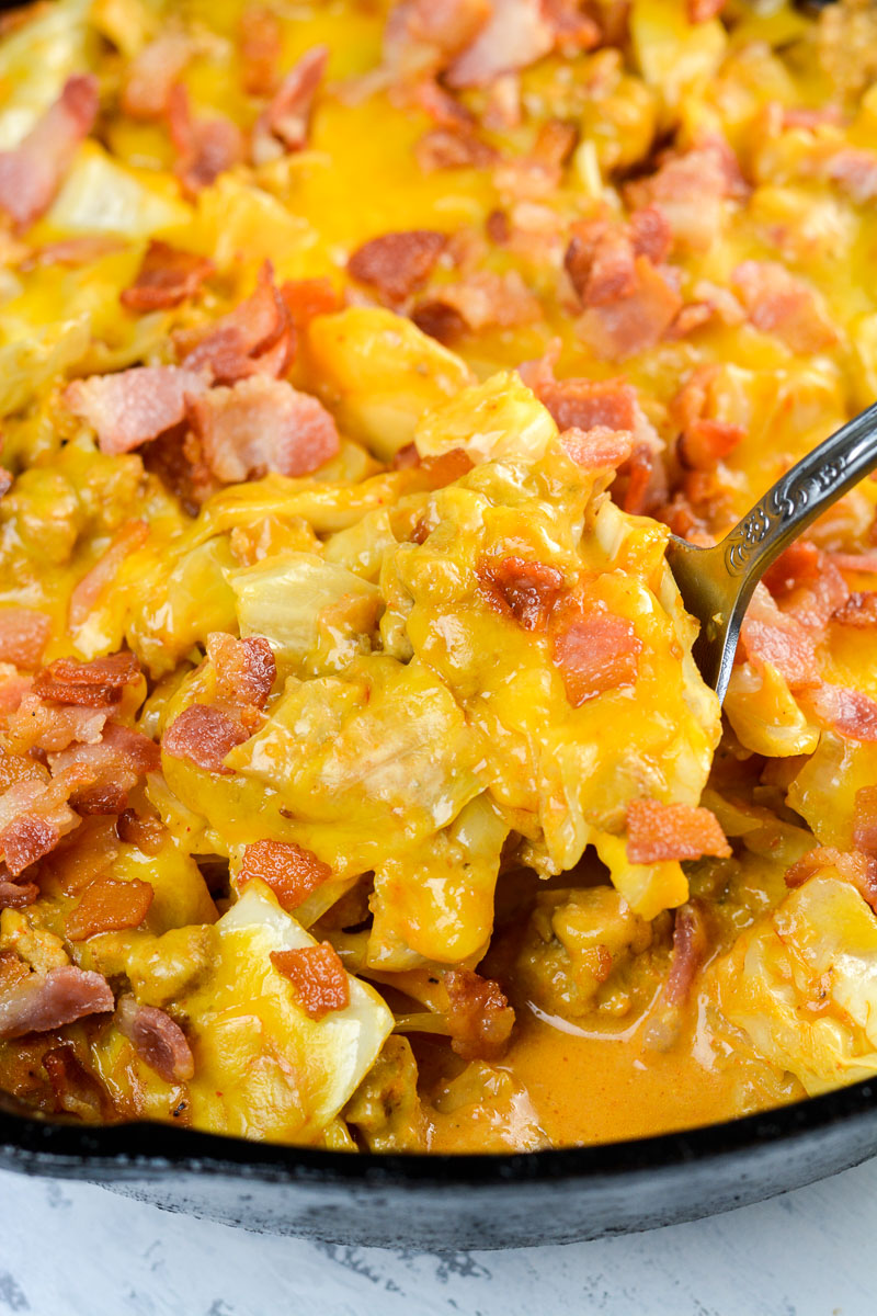 This Bacon Cheeseburger Cabbage Casserole is the perfect low carb and keto friendly casserole! This dish is backed with ground beef, crispy bacon, sharp cheddar cheese and tender cabbage! At just 5 net carbs per serving this is the perfect keto comfort food!