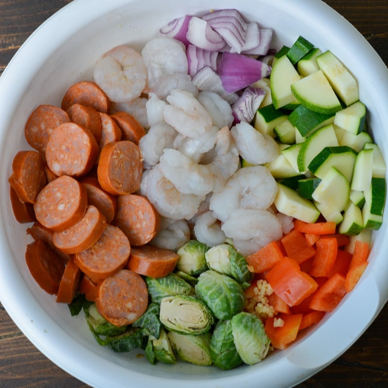 This Cajun Shrimp and Sausage Skillet is the perfect 20 minute dinner! This easy keto recipe is packed with smoked sausage, cajun shrimp and tons of vegetables!