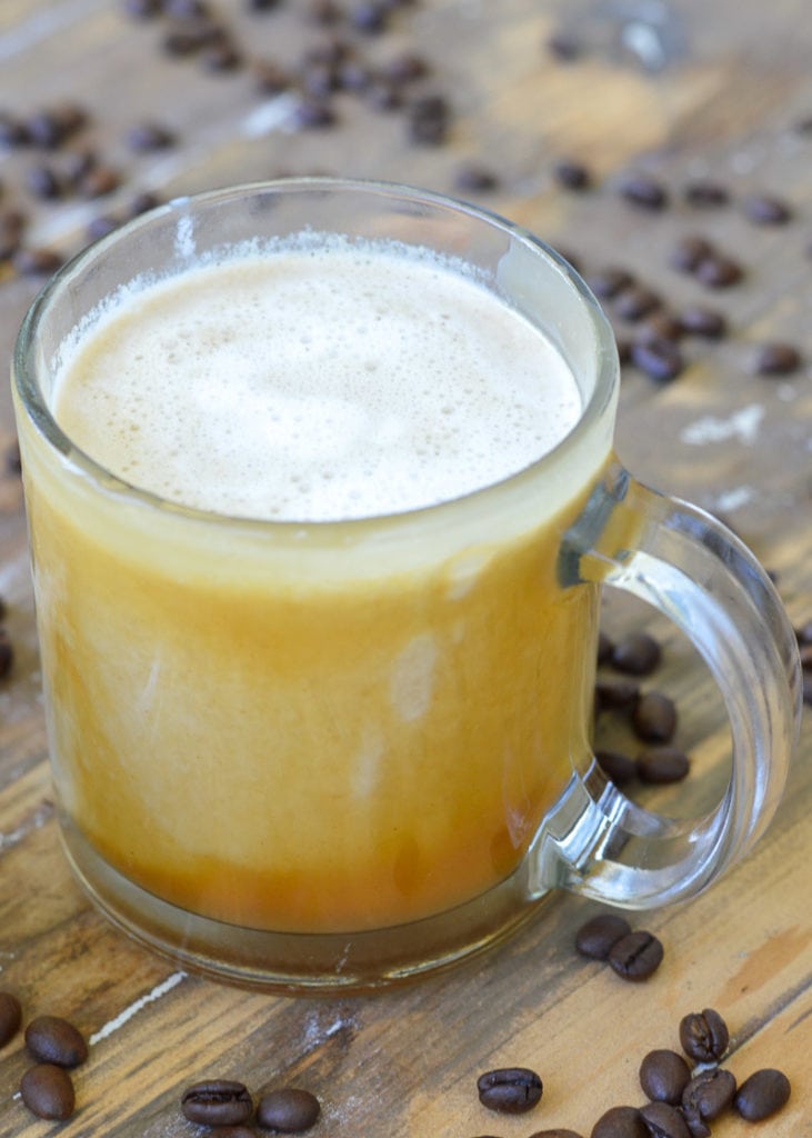 This cozy Keto Bourbon Caramel Latte is perfect for a camping trip, a warm nightcap, or a cold snow day! Under 2 net carbs, this sugar free drink is the perfect balance of bitter and sweet.