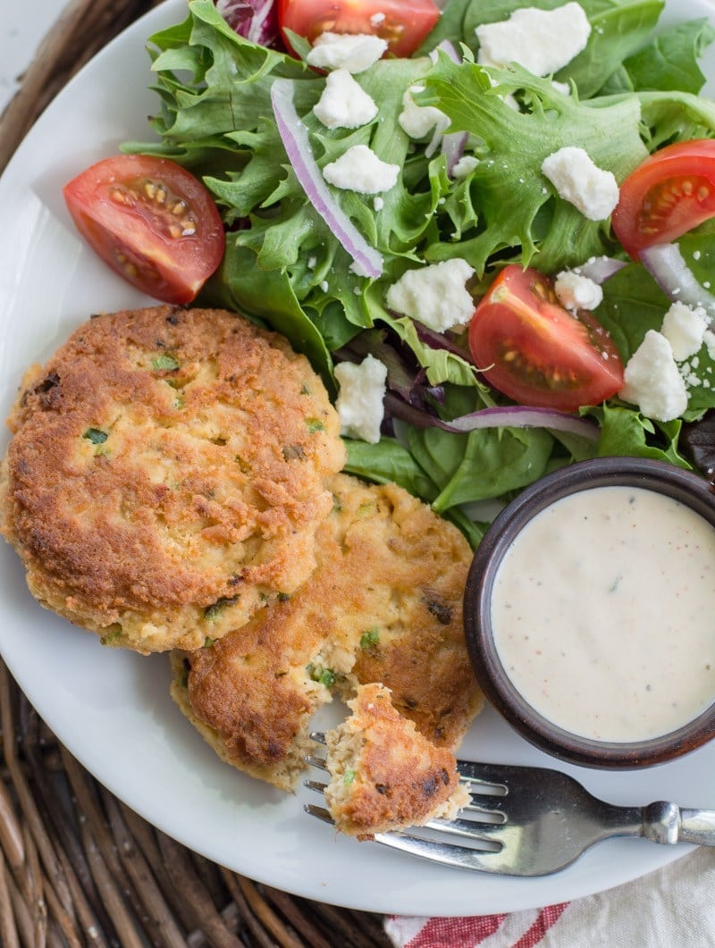 These Crispy Keto Salmon Patties are packed with tender salmon, cajun spices and fried until golden brown! An easy low carb dinner perfect for busy nights!