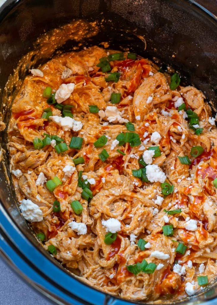 This Crockpot Buffalo Chicken is going to become one of your favorites for keto meal prep! This chicken recipe is easy, delicious and under 2 net carbs!