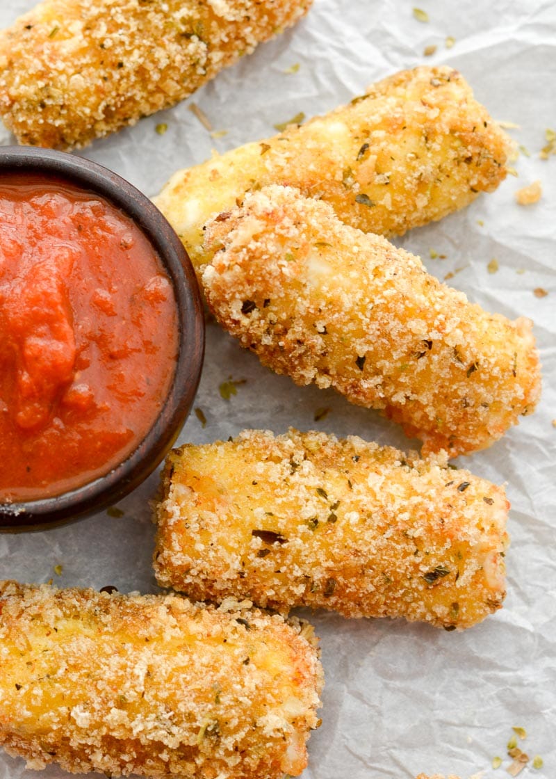 These Easy Keto Mozzarella Sticks are covered in an ultra crispy crust and fried to perfection! 