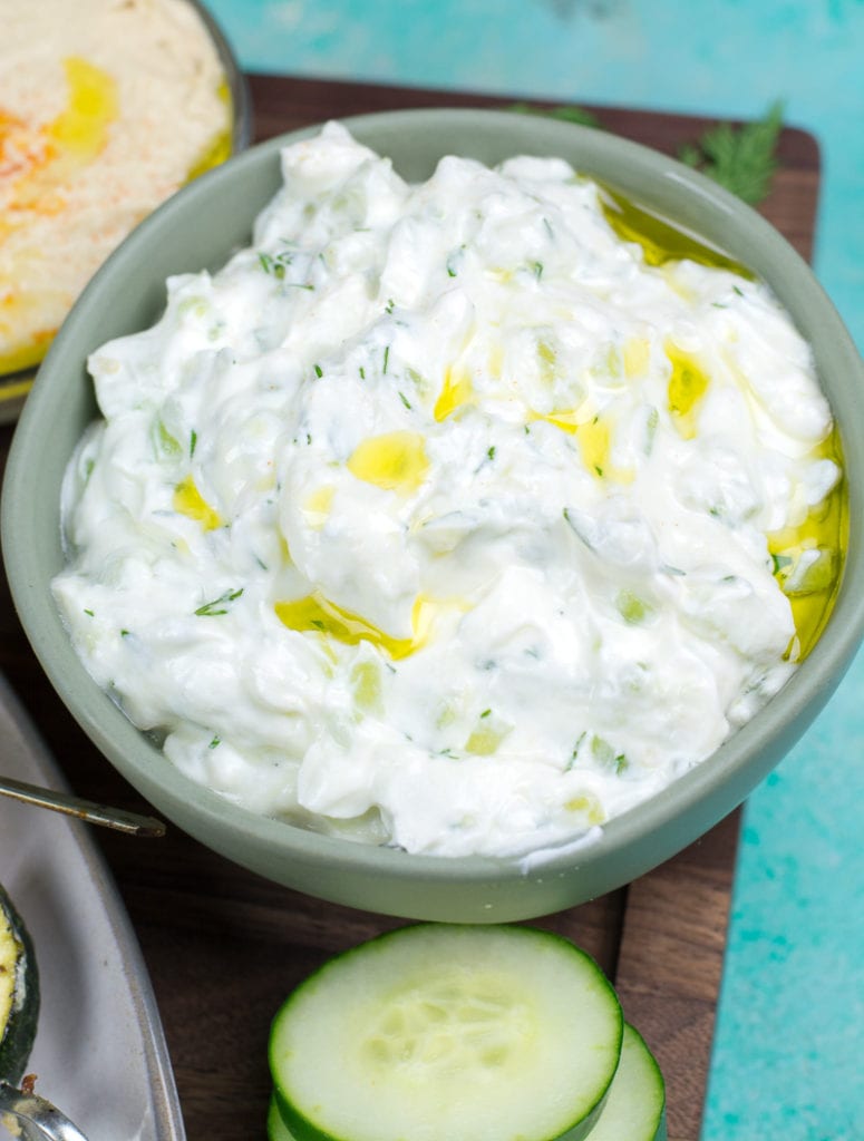 This creamy Keto Tzatziki is an easy low carb dip perfect on grilled meats, fresh vegetables or spooned over your favorite salad!