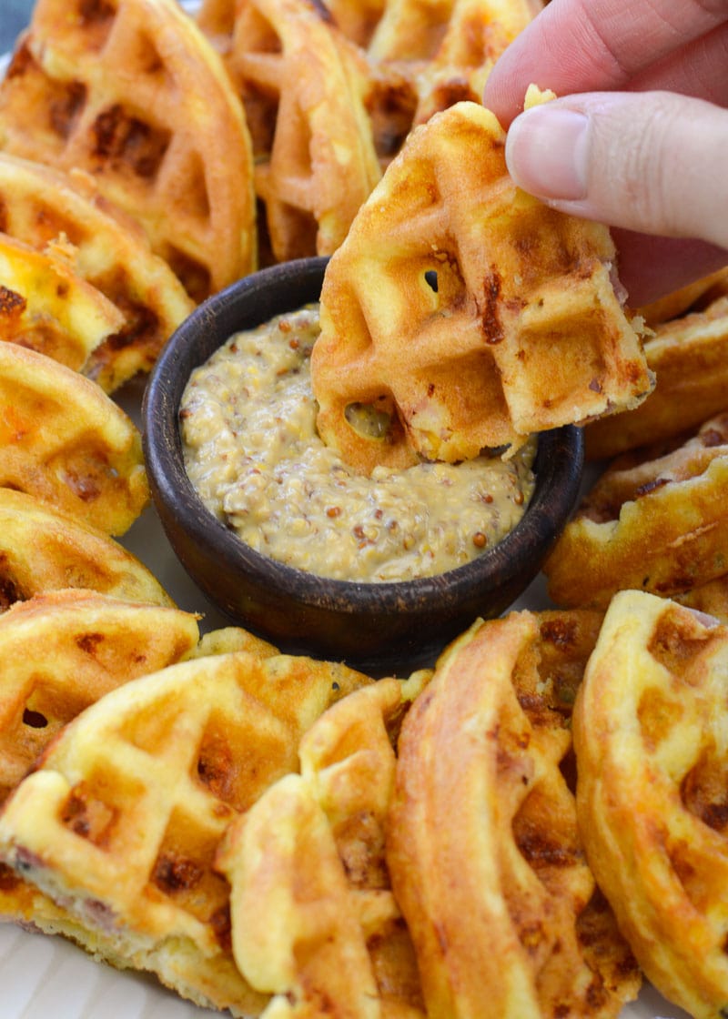 These Ham and Cheese Chaffles require just 5 ingredients and are about 1 net carb each! This is the perfect easy keto breakfast or snack recipe! 