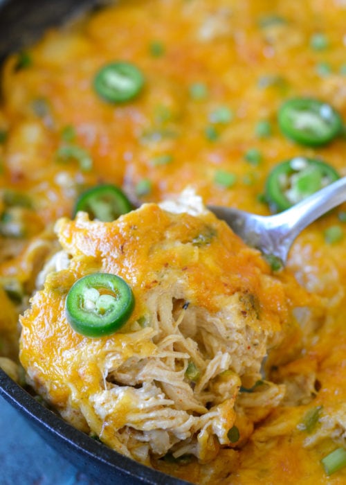 This easy Jalapeño Popper Chicken Skillet is a satisfying cheesy, low carb casserole! At under 3 net carbs per serving this will be a new favorite!