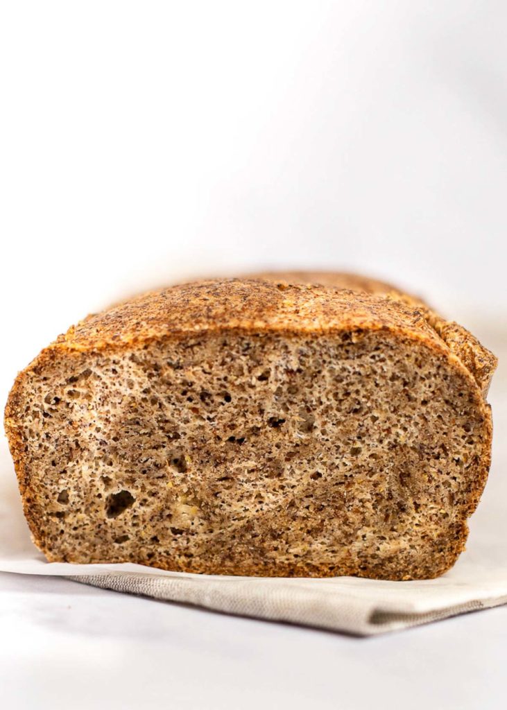 Cross section of a loaf of baked bread