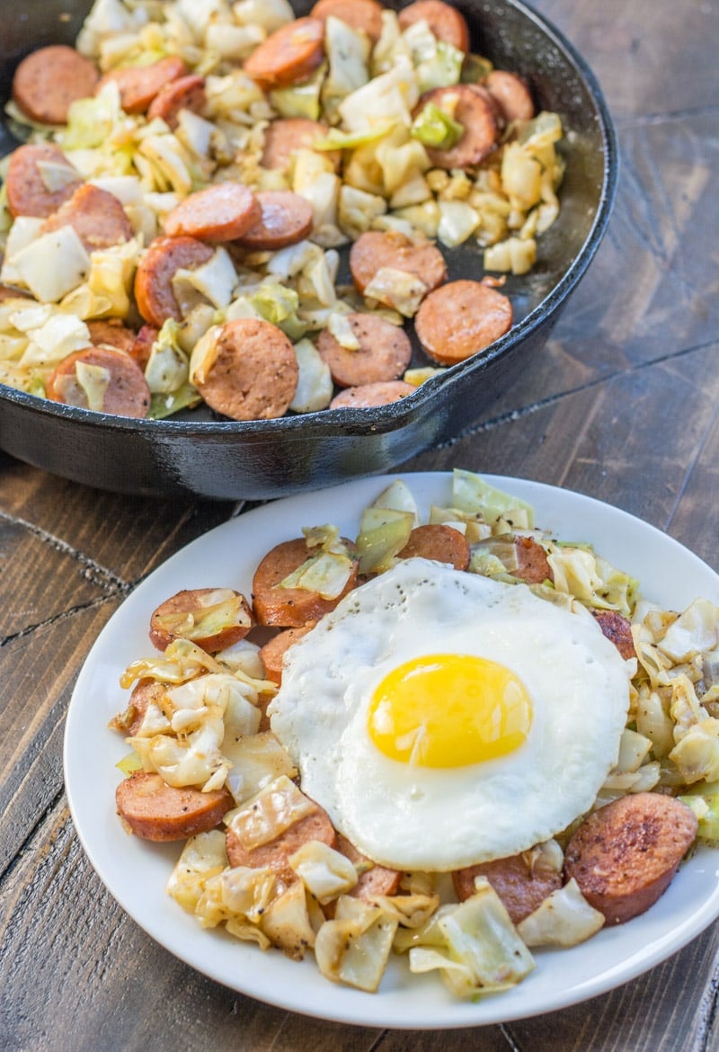 This Keto Cabbage and Sausage Hash is an incredibly hearty low-carb, high-protein breakfast! At under 5 net carbs per serving, this dish takes similar to a traditional breakfast hash without the carbs!