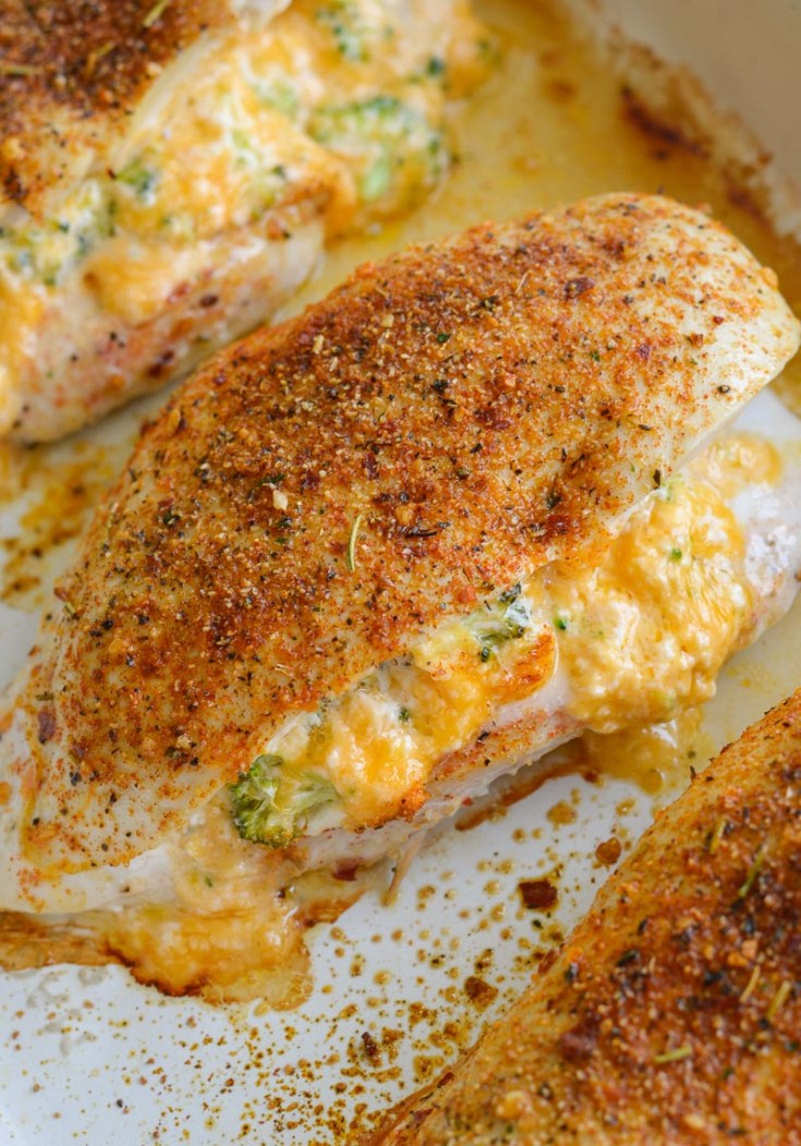 This Broccoli Cheddar Stuffed Chicken is a quick and easy keto dinner recipe around 2 net carbs per serving!