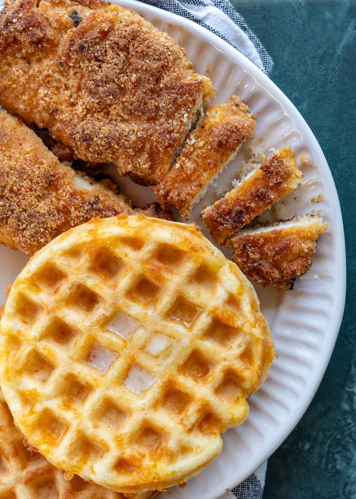 plate of chicken and waffles