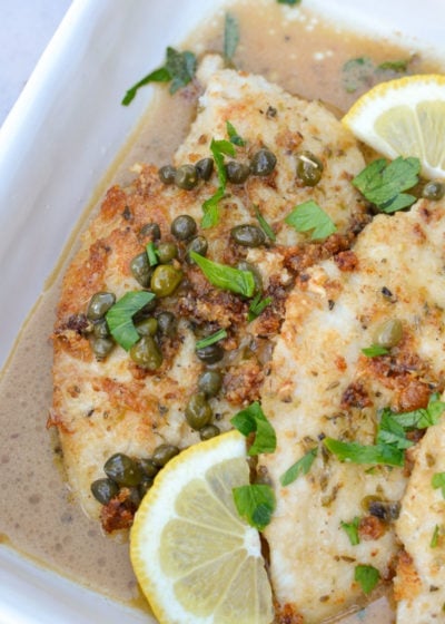 Try my favorite easy Keto Chicken Piccata for a simple, hearty weeknight dinner! Parmesan crusted chicken is sautéed and paired with a tangy lemon sauce! 