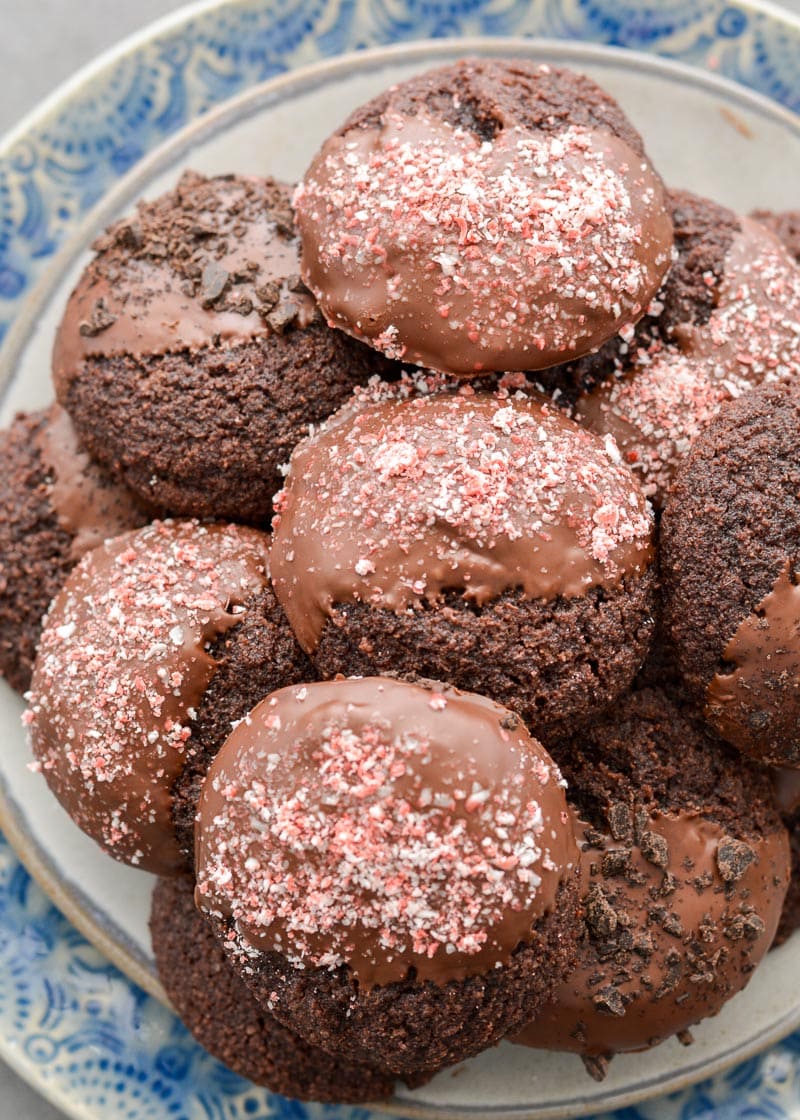 Satisfy your sweet tooth with these Keto Chocolate Sugar Cookies! These delightful low carb chocolate cookies are about 2 net carbs each, or around 3 net carbs with the toppings included!