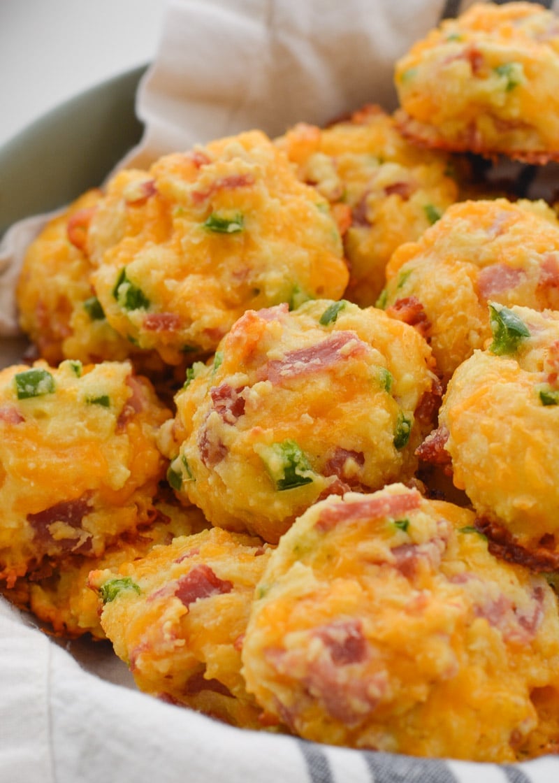 These Keto Ham, Cheddar and Jalapeno Bites have just 1 net carb each, making them perfect for low carb meal prep!