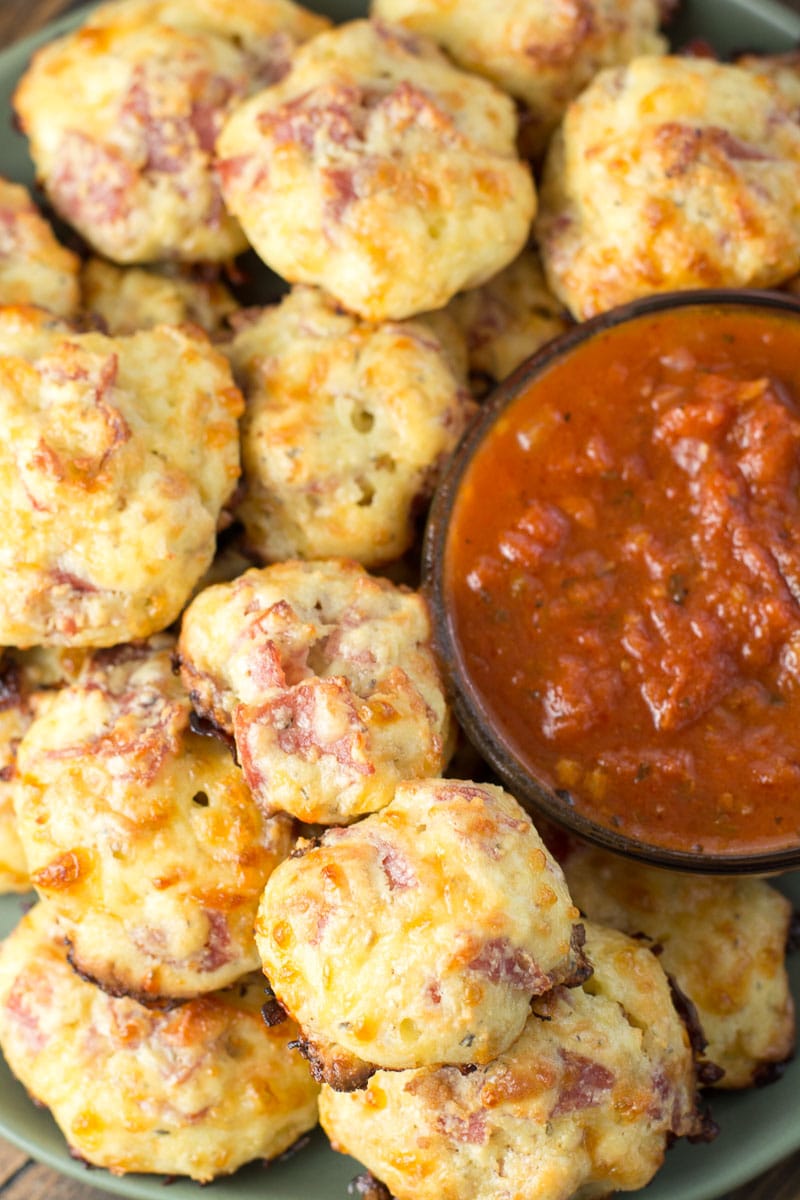 Easy Keto Pepperoni Pizza Bites are bursting with pepperoni and mozzarella cheese! At less than one net carb each these make the perfect low carb lunch! #keto