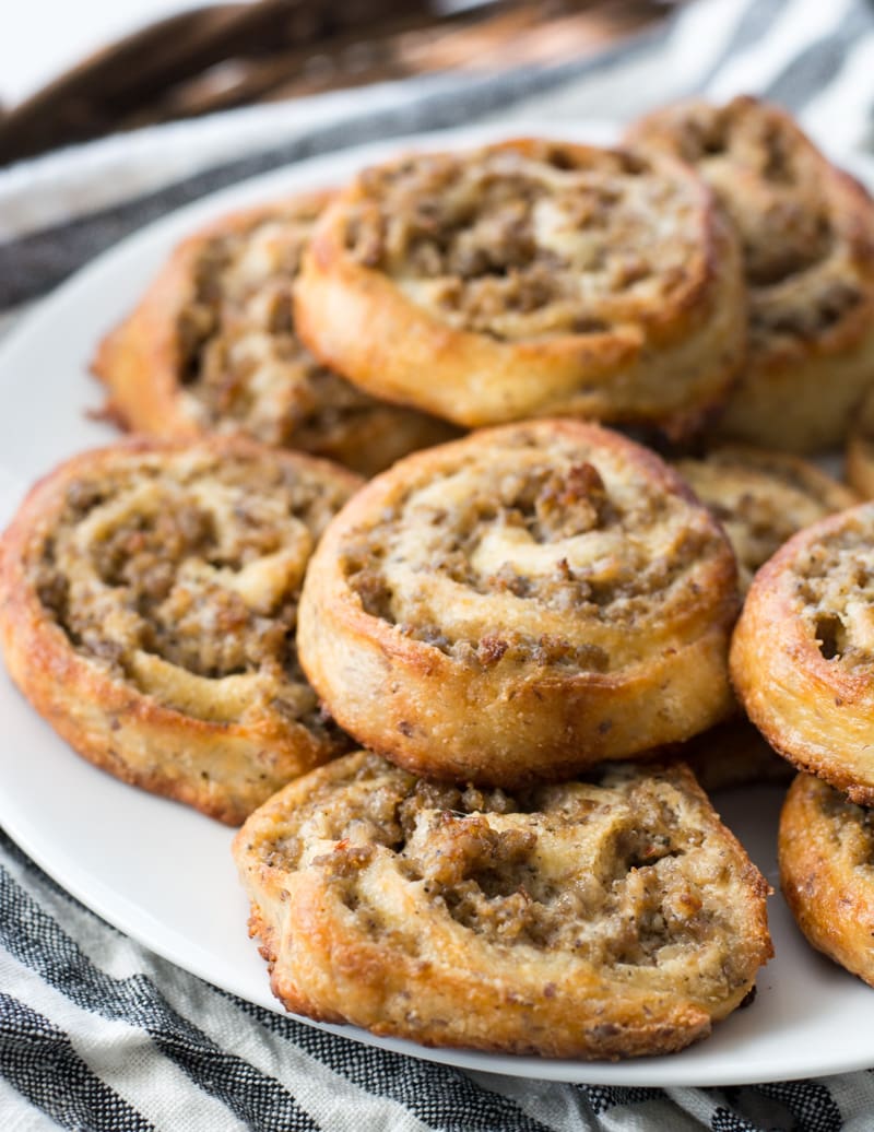 These easy Keto Sausage Rolls are packed with sausage and cream cheese! The perfect gluten free, keto breakfast or appetizer!