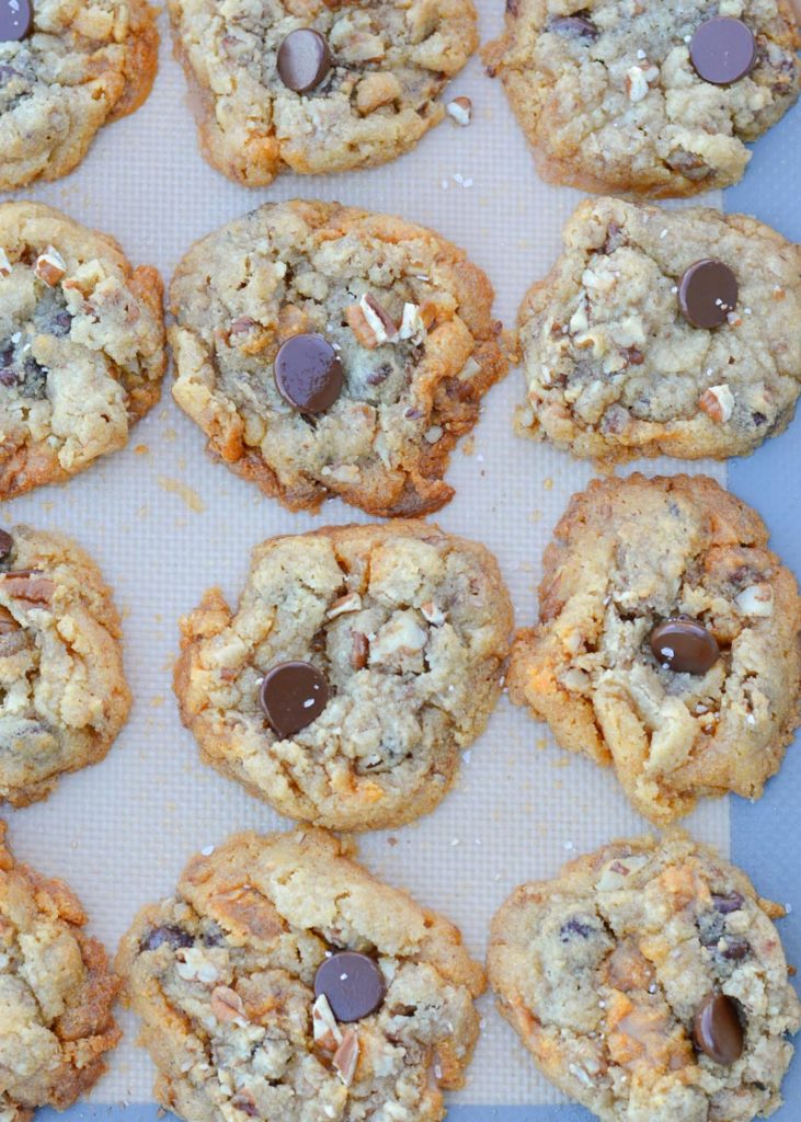 These Kitchen Sink Cookies are the perfect keto cookie recipe! Packed with butterscotch, dark chocolate, and nuts, this sugar-free cookie is going to be a hit!