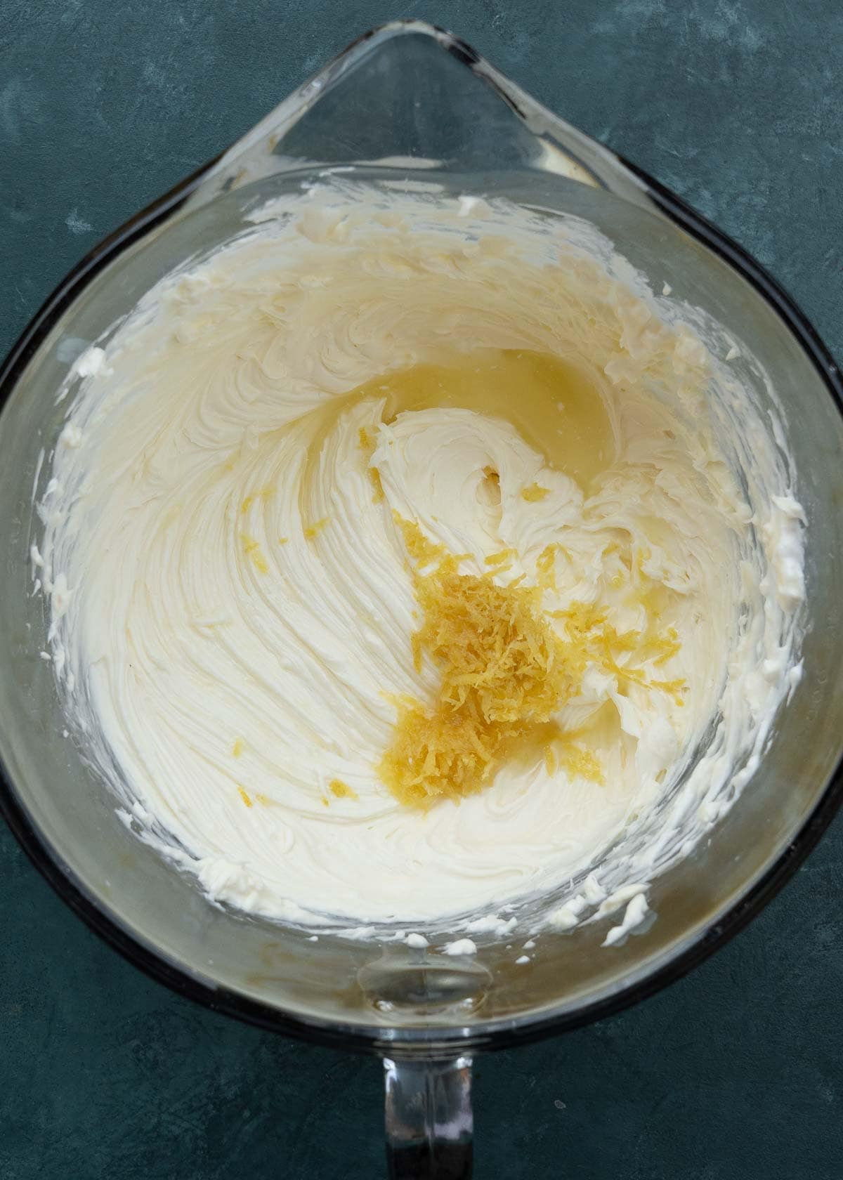 lemon cheesecake ingredients in bowl