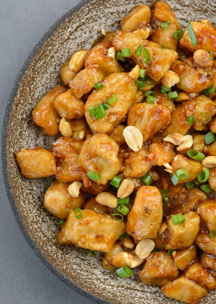 This Low Carb Kung Pao Chicken is better than take-out! At about 4 net carbs per serving this recipe is gluten free, low carb and keto friendly! 