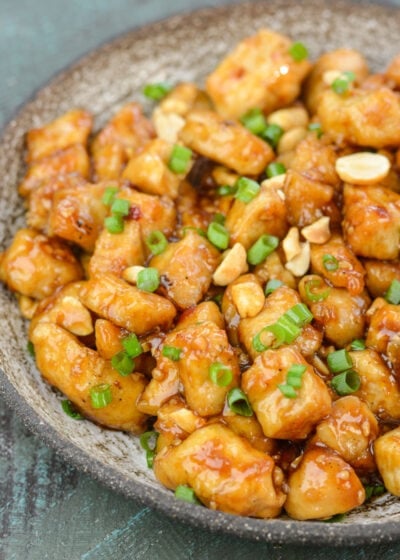 This Low Carb Kung Pao Chicken is better than take-out! At about 4 net carbs per serving this recipe is gluten free, low carb and keto friendly! 