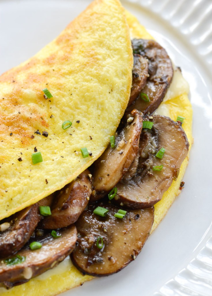 This Mushrooms Swiss Omelette is the perfect quick and easy breakfast that is naturally low carb and gluten free. 