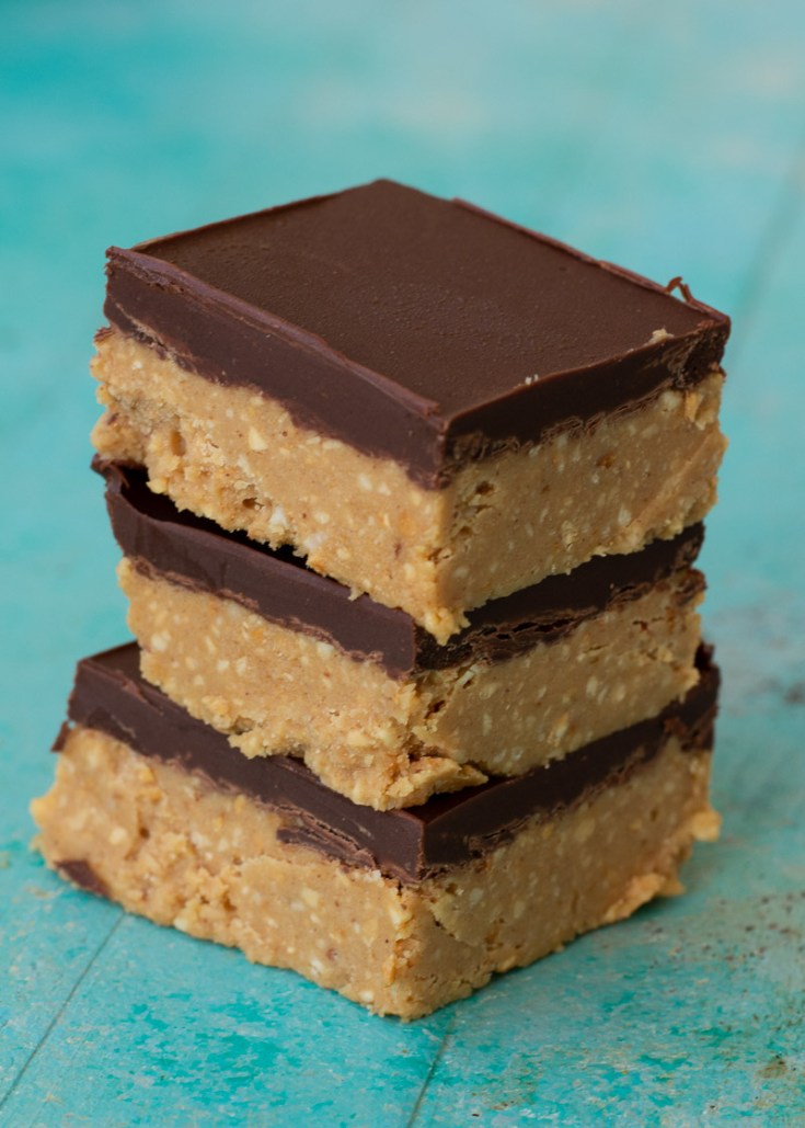 These No Bake Peanut Butter Bars are full of crunchy peanuts and rich dark chocolate! These bars are under 3 net carbs the perfect way to satisfy your sweet tooth!