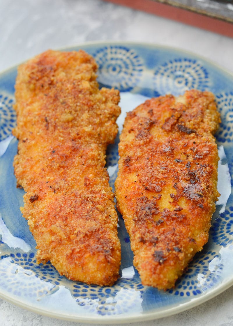 These Crispy Oven Baked Keto Chicken Tenders are just what you've been craving! These delicious low carb, gluten free chicken tenders are about 1 net carb for two tenders! 