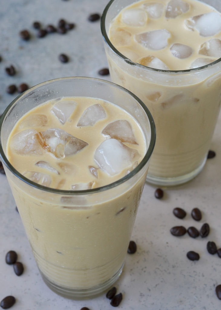 This creamy Vanilla Bourbon Iced Latte is the perfect brunch or vacation kick-starter! With two shots of espresso and a generous dose of bourbon, this keto cocktail is sure to get you going!