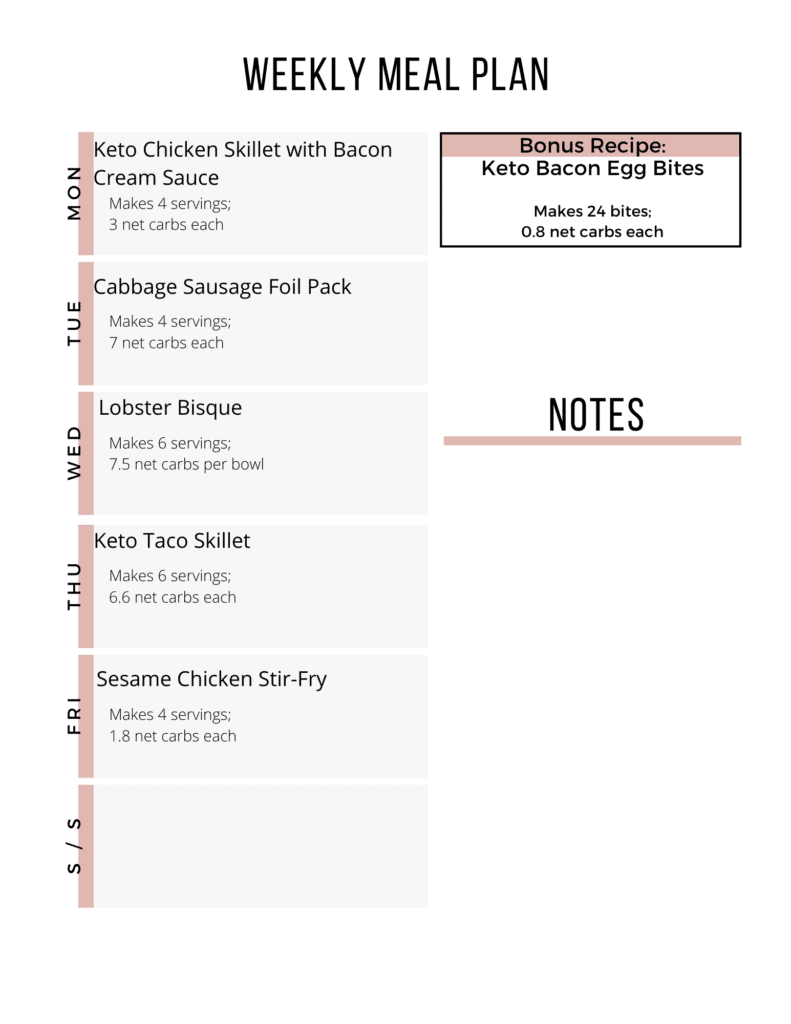 Week 28 Easy Keto Meal Plan