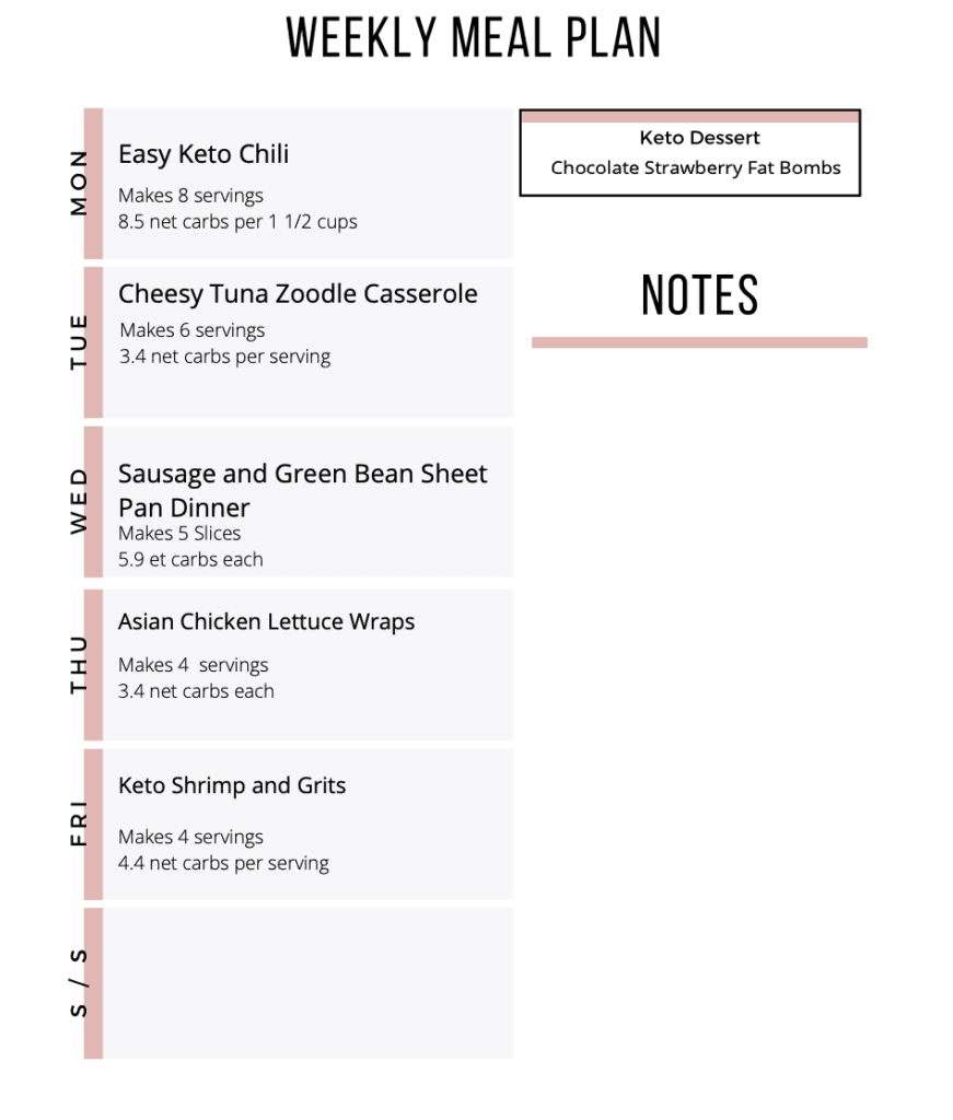 Ready to try keto? I’ve made it easy with this Easy Keto Meal Plan which includes 5 EASY low carb dinners plus a keto dessert recipe complete with net carb counts and a printable shopping list.