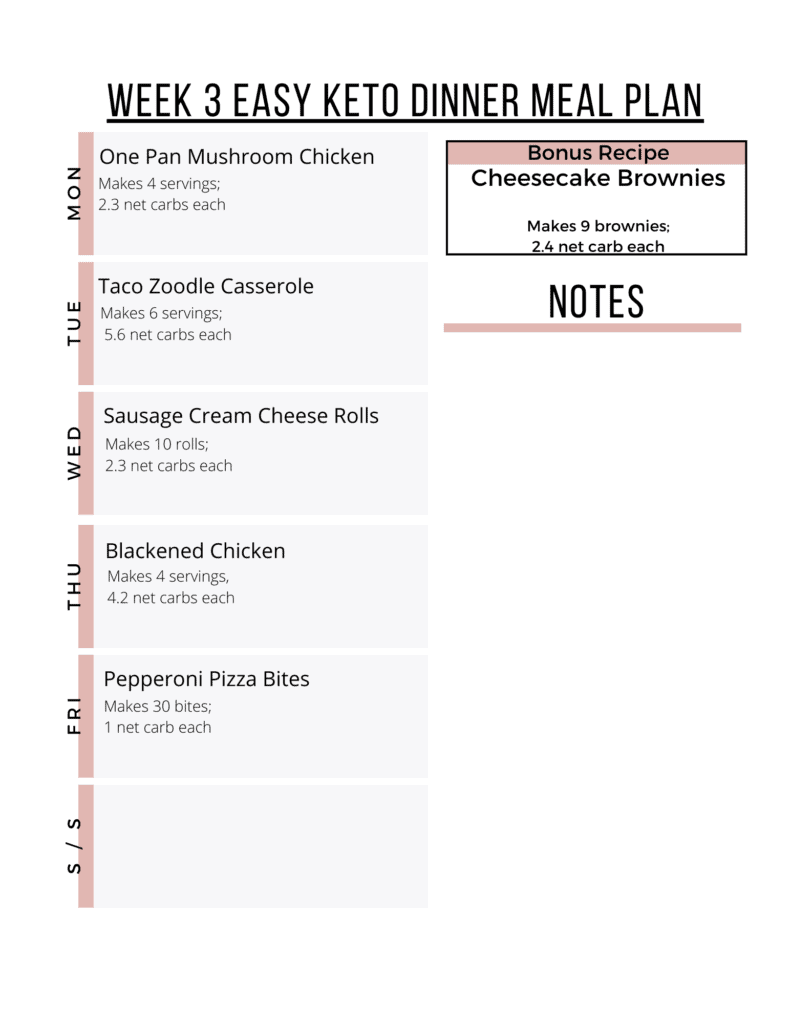 Ready to try keto? I've made it easy with this Easy Keto Meal Plan which includes 5 EASY low carb dinners plus a keto dessert recipe complete with net carb counts and a printable shopping list.